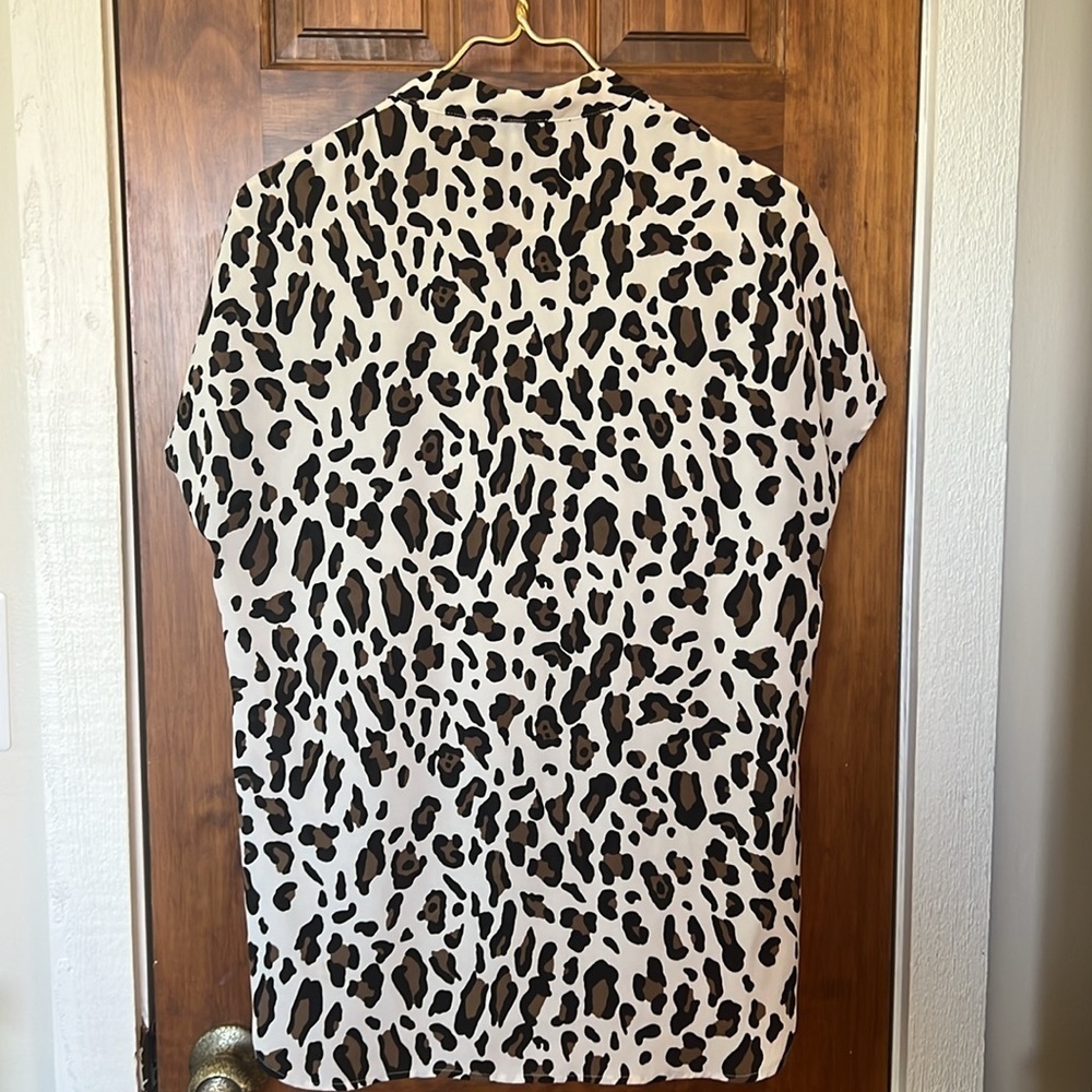 Leopard Cheetah Animal Print Notch Neck Blouse | M - Picture 2 of 7